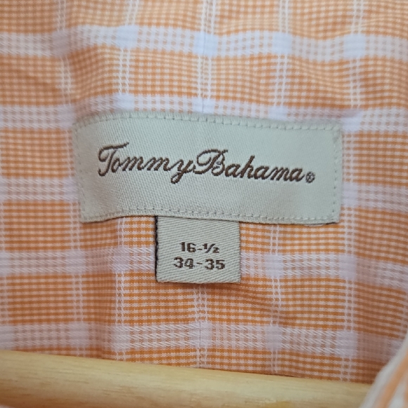 Tommy Bahama Men's Peach Plaid Shirt - Picture 2 of 2